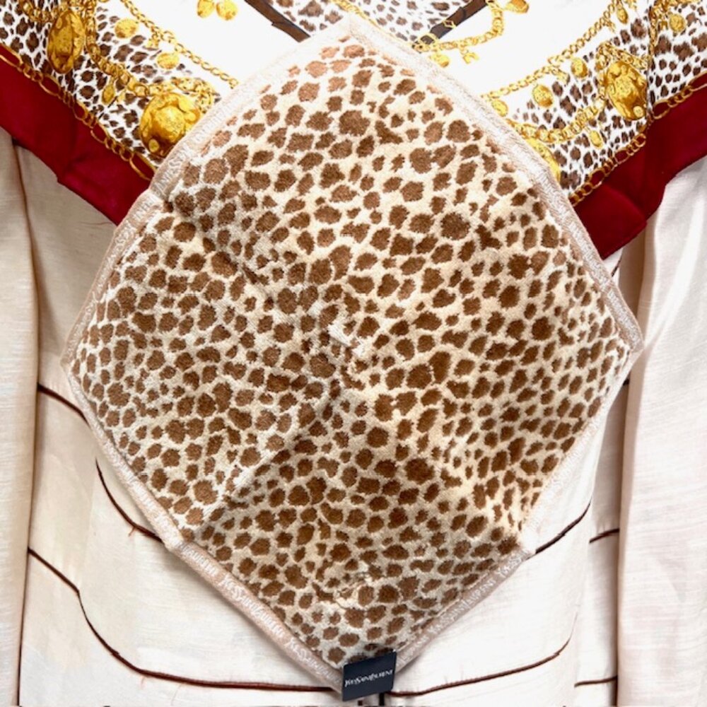 2 New:1 Celine Paris Handker 19" Burgendy Leapard Gold +1 YSL Hand Towel (68) - Picture 8 of 11